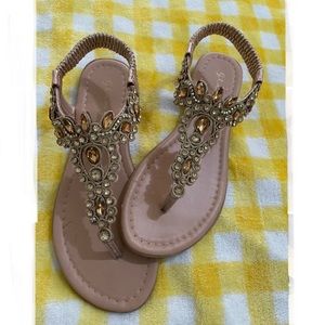 Gold and tan dress sandals